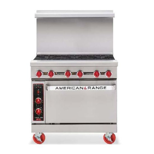 American Range AR-6-C NG 36" Natural Gas Commercial 6 Burner Range with Convection Oven - 226,000 BTU - Top Restaurant Supplies
