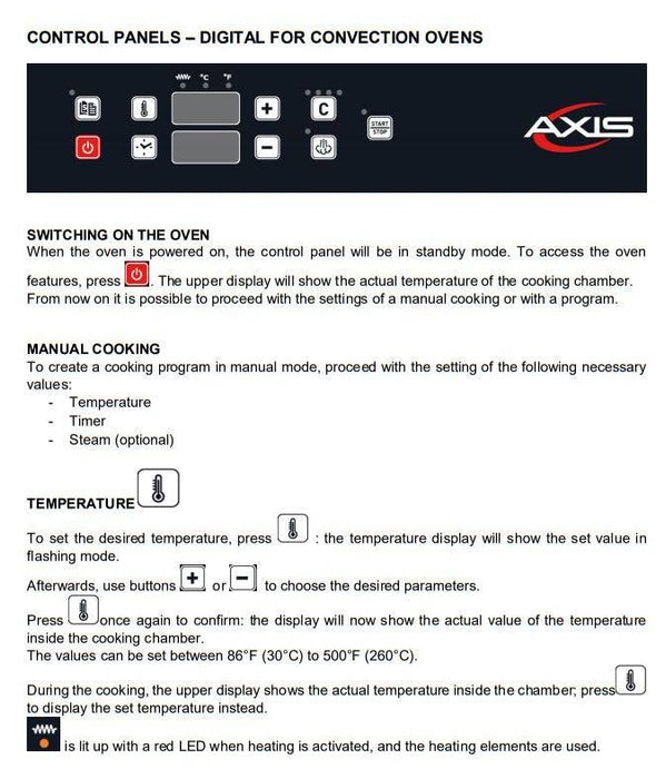 Axis AX-CL06M Full Size Combi Oven Manual Controls - Reversing Fans - 6 Shelves - Top Restaurant Supplies