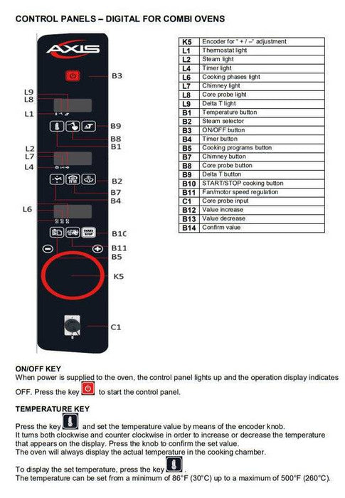 Axis AX-CL10D Full Size Combi Oven Digital Controls - Reversing Fans - 10 Shelves - Top Restaurant Supplies