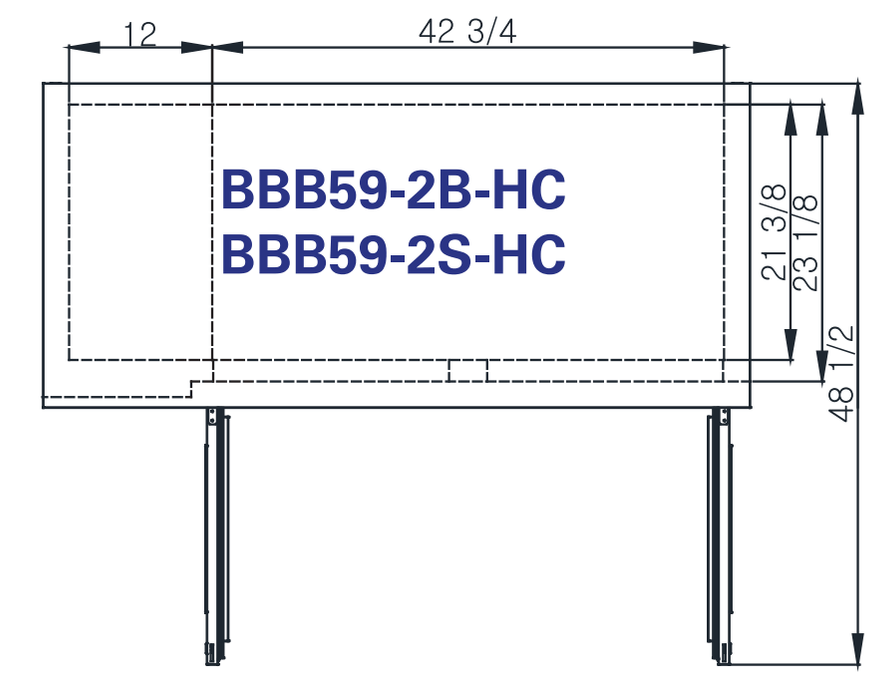 Blue Air BBB59-2B-HC 2 Doors Back Bar Cooler, Black Finish Exterior, 59" W x 27" D, R-290 Refrigerant - Top Restaurant Supplies