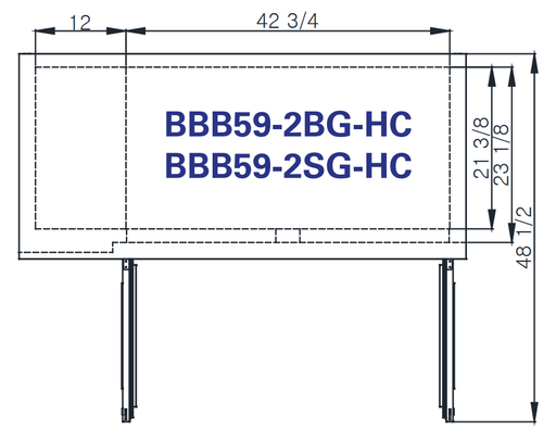 Blue Air BBB59-2BG-HC 2 Glass Doors Back Bar Cooler, Black Finish Exterior, 59" W x 27" D, R-290 Refrigerant - Top Restaurant Supplies
