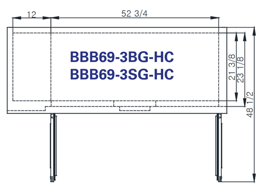Blue Air BBB69-3BG-HC 2 Glass Doors Back Bar Cooler, Black Finish Exterior, 69" W x 27" D, R-290 Refrigerant - Top Restaurant Supplies