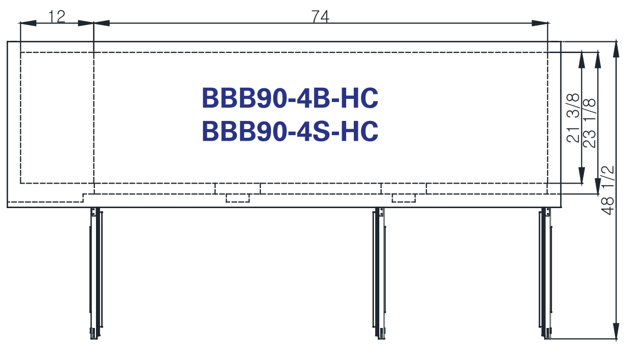 Blue Air BBB90-4B-HC 3 Doors Back Bar Cooler, Black Finish Exterior, 90" W x 27" D, R-290 Refrigerant - Top Restaurant Supplies