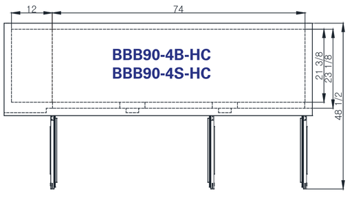 Blue Air BBB90-4B-HC 3 Doors Back Bar Cooler, Black Finish Exterior, 90" W x 27" D, R-290 Refrigerant - Top Restaurant Supplies