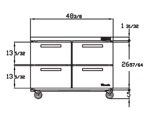 Blue Air BLUR48-D4-HC 4 Drawer Stainless Steel Undercounter Refrigerator, 48" wide, 13 Cu. Ft., R-290 Refrigerant - Top Restaurant Supplies