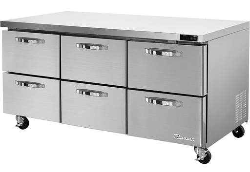 Blue Air BLUR72-D6-HC 6 Drawer Stainless Steel Undercounter Refrigerator, 72" wide, 20 Cu. Ft, R-290 Refrigerant - Top Restaurant Supplies