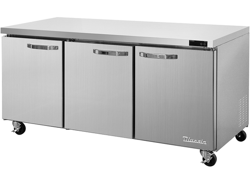 Blue Air BLUR72-HC 3 Doors Stainless Steel Undercounter Refrigerator, 72" wide, 20 Cu. Ft., R-290 Refrigerant - Top Restaurant Supplies