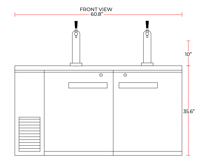 Coldline CDD-60 60″ Refrigerated Direct Draw Beer Dispenser, 15.8 Cu. Ft. - Top Restaurant Supplies
