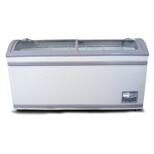 Coldline XS500YX 58" Curved Glass Top Display Ice Cream Freezer with LED and 5 Baskets - Top Restaurant Supplies