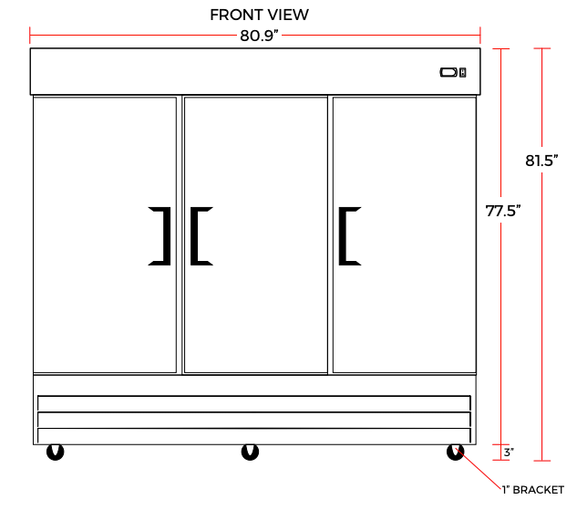 Coldline C-3RE 81" Triple Solid Door Reach-In Refrigerator - Top Restaurant Supplies