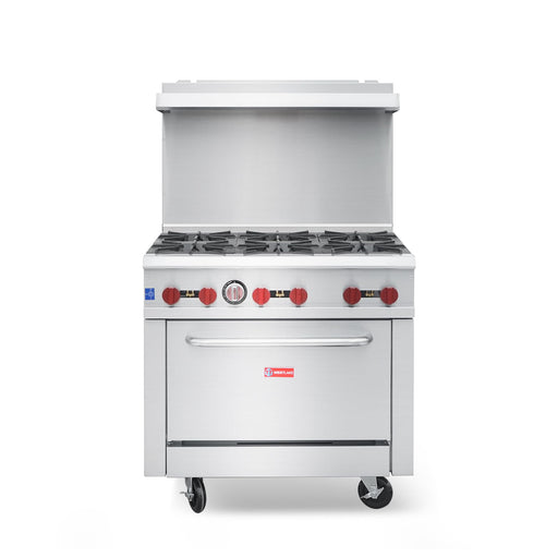 Commercial Gas Range & Stove, WESTLAKE 6 Burner 36" Commercial Gas Range with Standard Oven - 210,000 BTU