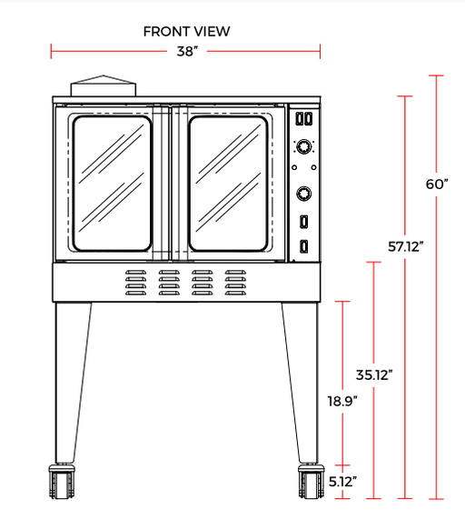 Cookline CC100 38" Gas Single Deck Full-Size Convection Oven, 54,000 BTU - Top Restaurant Supplies