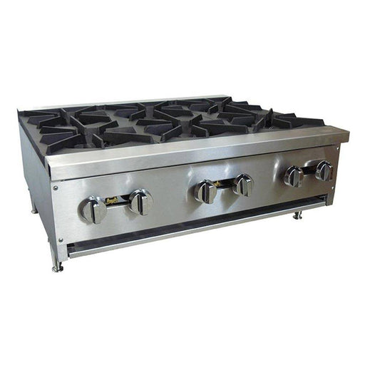 Cookline CHP-36-6 36" Gas Six Burner Commercial Countertop Hot Plate, 150,000 BTU - Top Restaurant Supplies