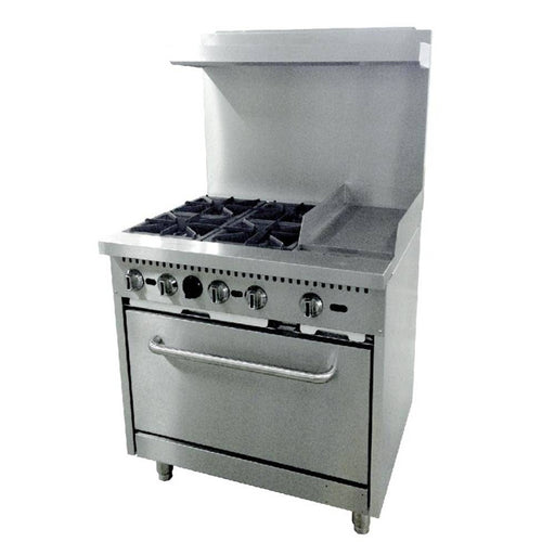 Cookline CR36-12G-NG 36" 4 Burner Natural Gas Range with 12" Right Side Griddle and Standard Oven, 181,000 BTU - Top Restaurant Supplies