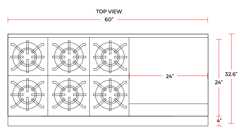 Cookline CR60-24G-NG 60" 6 Burner Natural Gas Range with 2 Ovens with 24" Griddle - Top Restaurant Supplies
