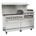 Cookline CR60-24RG-NG 60" 6 Burner Natural Gas Range with 2 Ovens with 24" Raised Griddle and Broiler, 278,000 BTU - Top Restaurant Supplies