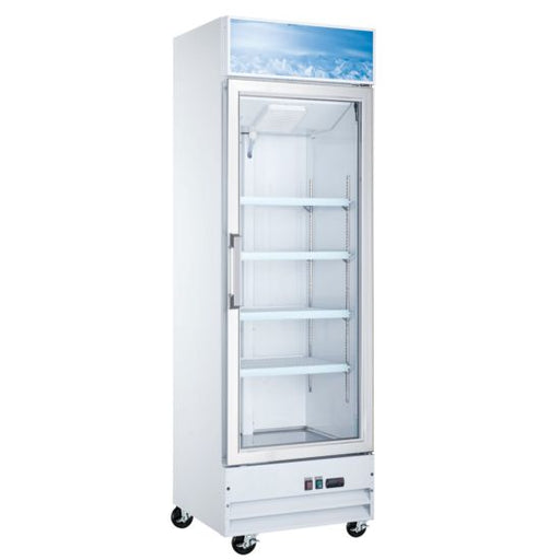 Coldline D12-W 27” Single Glass Swing Door Merchandiser Freezer - White - Top Restaurant Supplies