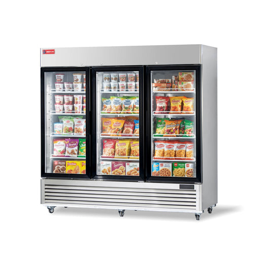 WESTLAKE Commercial Freezer Merchandiser 83" 3-Glass Door 72 Cu.ft. Stainless Steel | WK-83FG - Top Restaurant Supplies - Commercial Glass Door Freezer - Westlake Kitchen