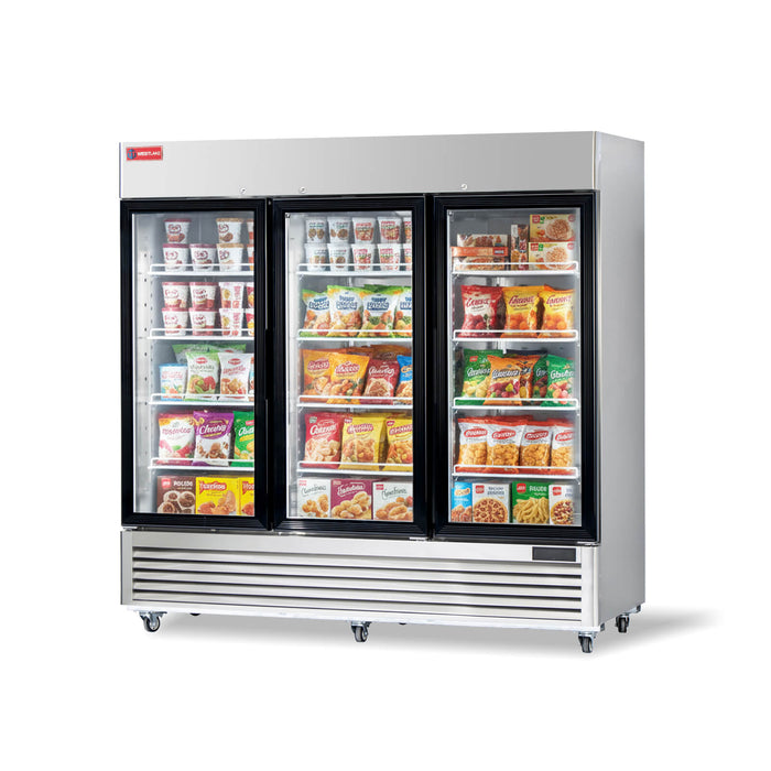 WESTLAKE Commercial Freezer Merchandiser 83" 3-Glass Door 72 Cu.ft. Stainless Steel | WK-83FG