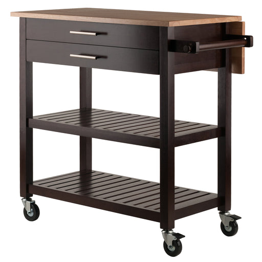Langdon Kitchen Cart; Drop Leaf; Cappuccino and Natural - Top Restaurant Supplies -  - Doba