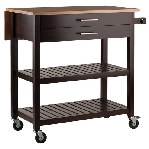 Langdon Kitchen Cart; Drop Leaf; Cappuccino and Natural - Top Restaurant Supplies -  - Doba