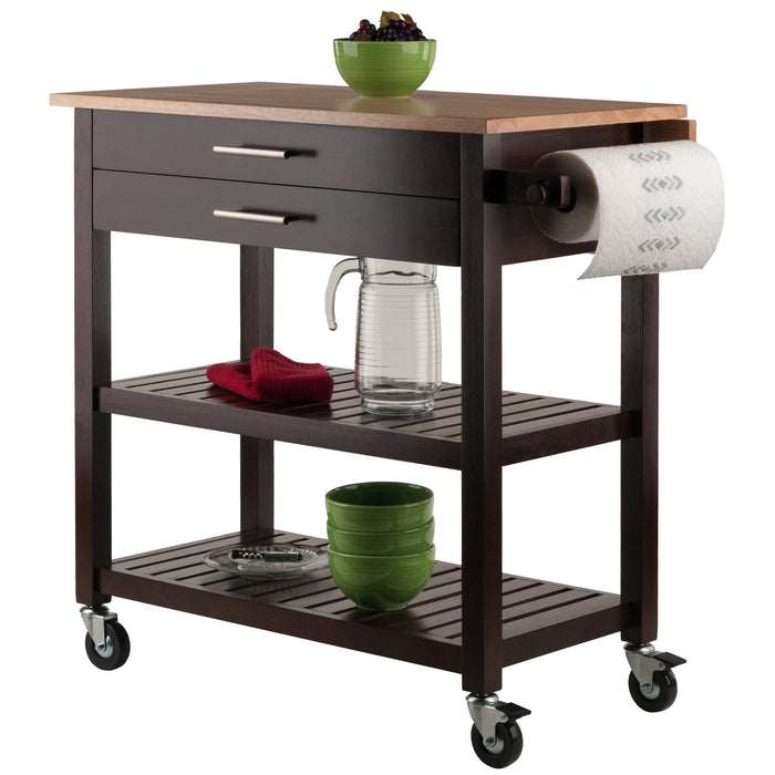 Langdon Kitchen Cart; Drop Leaf; Cappuccino and Natural - Top Restaurant Supplies -  - Doba