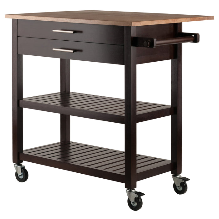 Langdon Kitchen Cart; Drop Leaf; Cappuccino and Natural - Top Restaurant Supplies -  - Doba