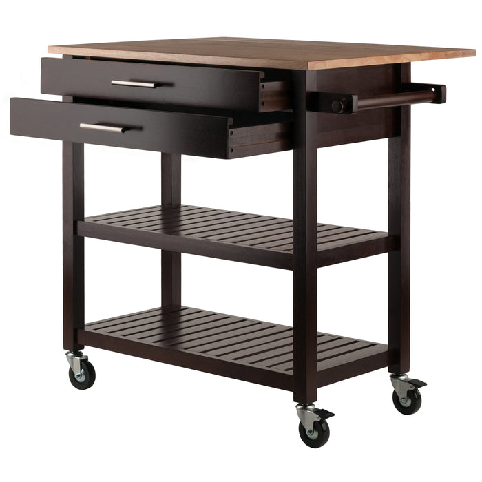 Langdon Kitchen Cart; Drop Leaf; Cappuccino and Natural - Top Restaurant Supplies -  - Doba