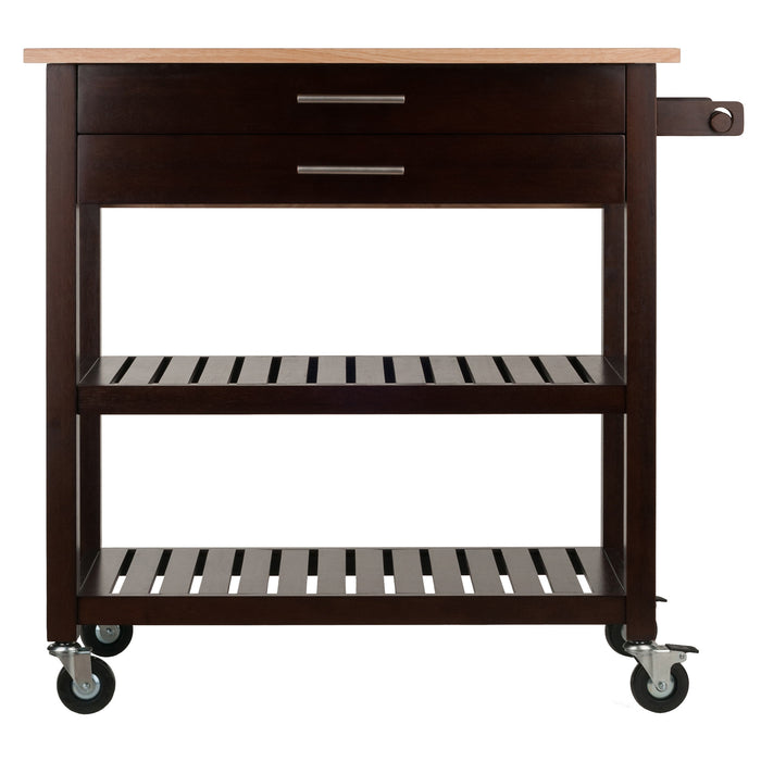 Langdon Kitchen Cart; Drop Leaf; Cappuccino and Natural - Top Restaurant Supplies -  - Doba