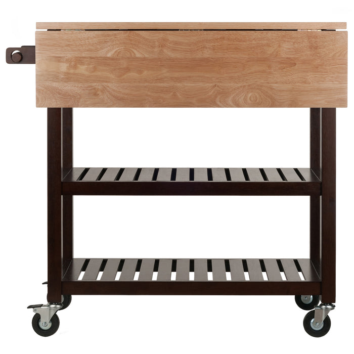 Langdon Kitchen Cart; Drop Leaf; Cappuccino and Natural - Top Restaurant Supplies -  - Doba