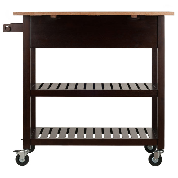 Langdon Kitchen Cart; Drop Leaf; Cappuccino and Natural - Top Restaurant Supplies -  - Doba