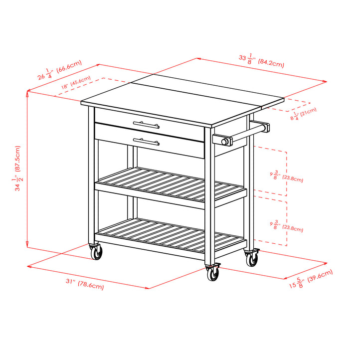 Langdon Kitchen Cart; Drop Leaf; Cappuccino and Natural - Top Restaurant Supplies -  - Doba