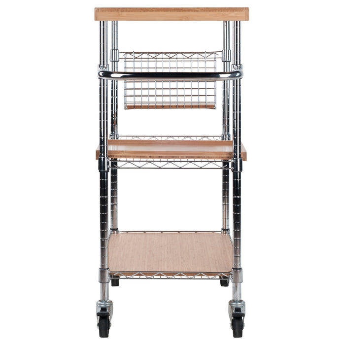 Madera Utility Kitchen Cart; Bamboo and Chrome - Top Restaurant Supplies -  - Doba