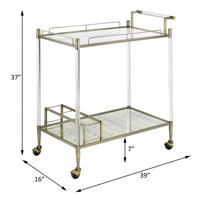 ACME Cirro Serving Cart in Antique Mirror & Wire Brass AC00160 - Top Restaurant Supplies -  - Doba