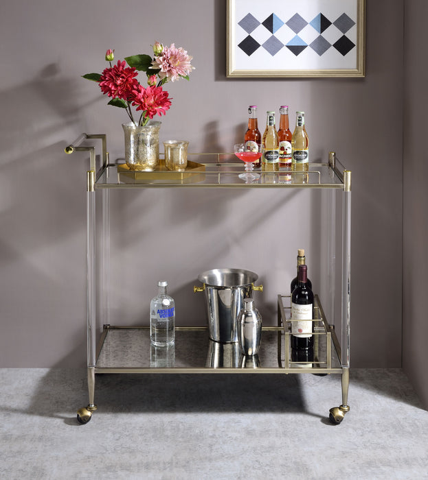 ACME Cirro Serving Cart in Antique Mirror & Wire Brass AC00160 - Top Restaurant Supplies -  - Doba