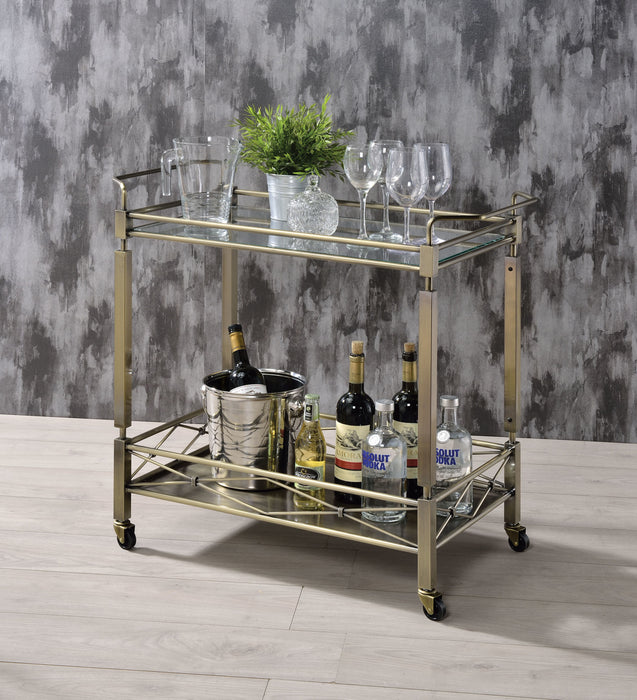 ACME Matiesen Serving Cart, Antique Gold & Clear Glass 98350 - Top Restaurant Supplies -  - Doba
