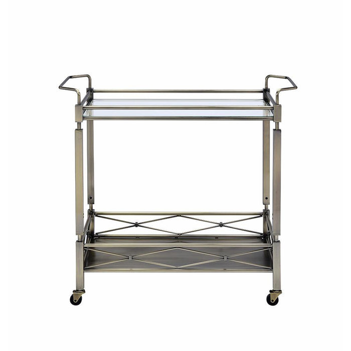 ACME Matiesen Serving Cart, Antique Gold & Clear Glass 98350 - Top Restaurant Supplies -  - Doba