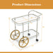 2-Tier Tempered Glass Bar Cart with 2 Large Aluminum Wheels and 2 Rolling Casters - Top Restaurant Supplies -  - Doba