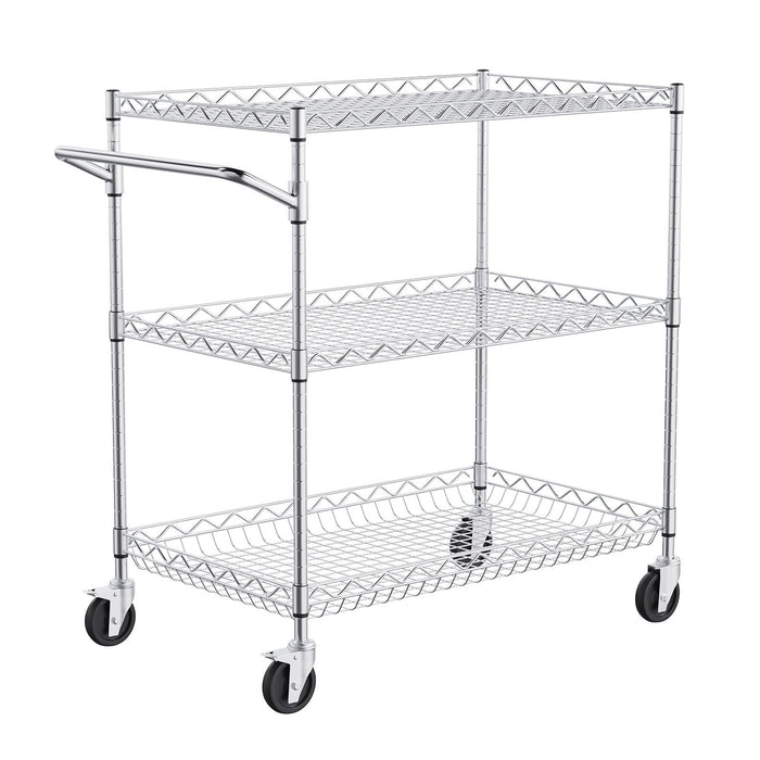 VEVOR 3-Tier Utility Cart Rolling Cart on Wheels 30"x18"x32.4" 661 LBS 6 Hooks - Top Restaurant Supplies -  - Doba