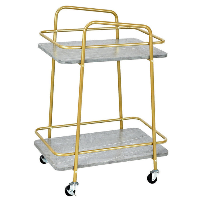 2-tier Kitchen Rolling Cart with Steel Frame and Lockable Casters - Top Restaurant Supplies -  - Doba