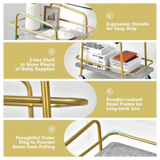 2-tier Kitchen Rolling Cart with Steel Frame and Lockable Casters - Top Restaurant Supplies -  - Doba