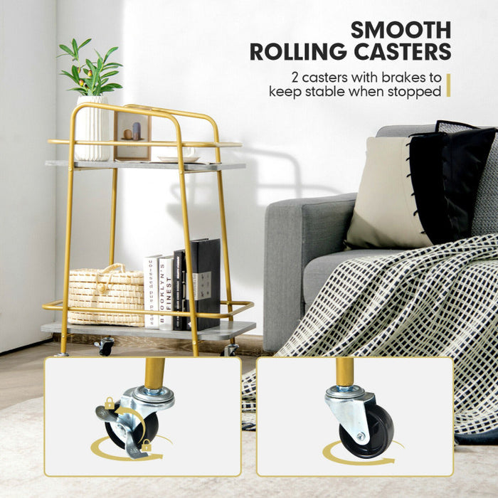 2-tier Kitchen Rolling Cart with Steel Frame and Lockable Casters - Top Restaurant Supplies -  - Doba