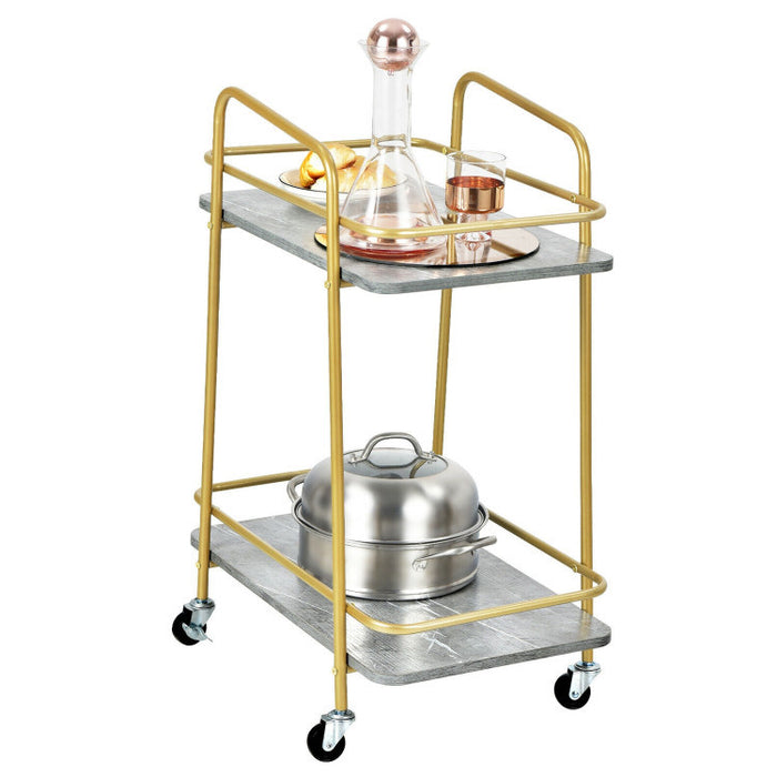 2-tier Kitchen Rolling Cart with Steel Frame and Lockable Casters - Top Restaurant Supplies -  - Doba