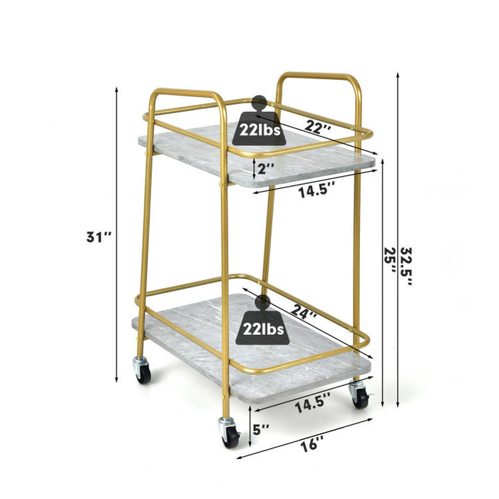 2-tier Kitchen Rolling Cart with Steel Frame and Lockable Casters - Top Restaurant Supplies -  - Doba