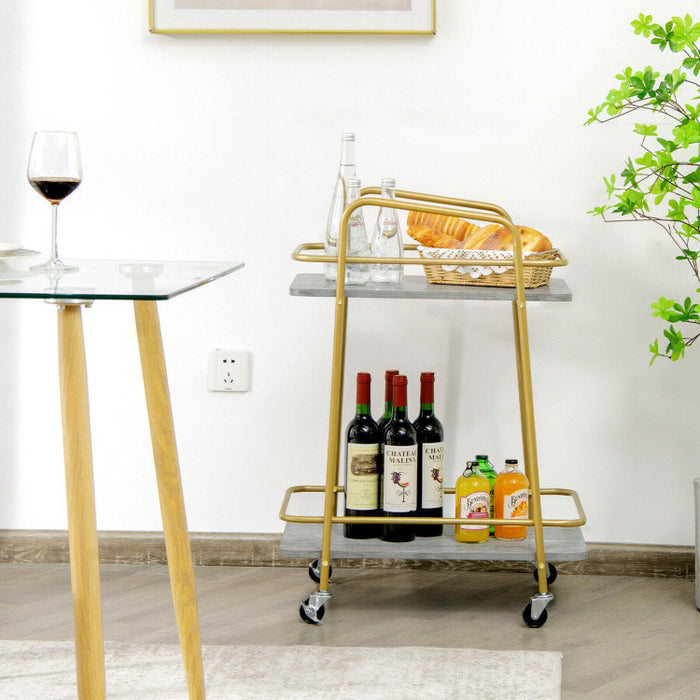 2-tier Kitchen Rolling Cart with Steel Frame and Lockable Casters - Top Restaurant Supplies -  - Doba