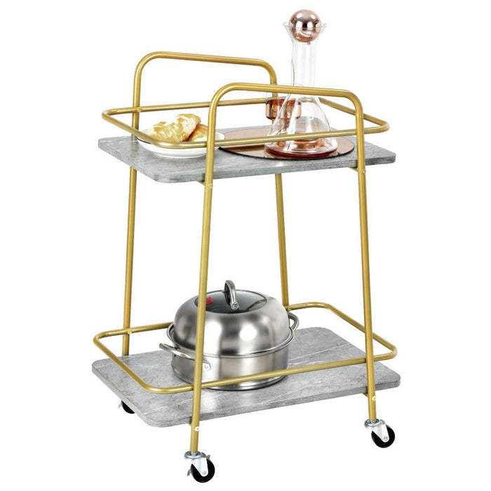 2-tier Kitchen Rolling Cart with Steel Frame and Lockable Casters - Top Restaurant Supplies -  - Doba