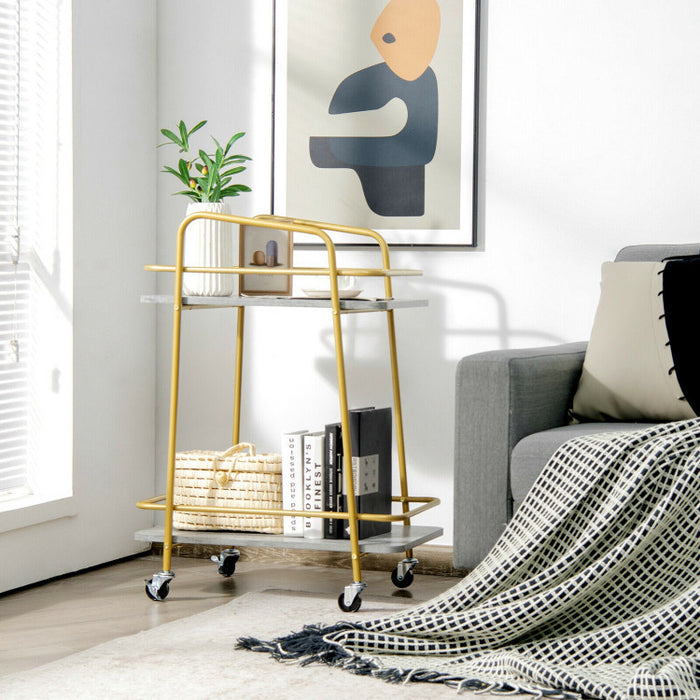 2-tier Kitchen Rolling Cart with Steel Frame and Lockable Casters - Top Restaurant Supplies -  - Doba