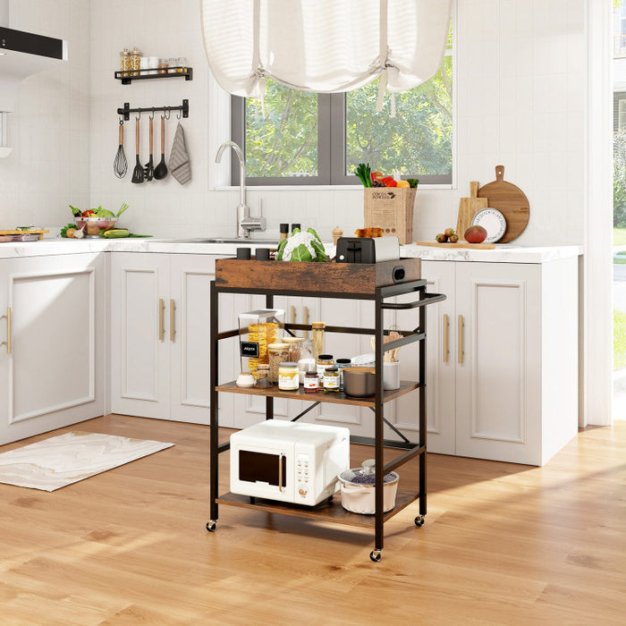 3-Tier Industrial Bar Cart with Detachable Tray for Kitchens - Top Restaurant Supplies -  - Doba