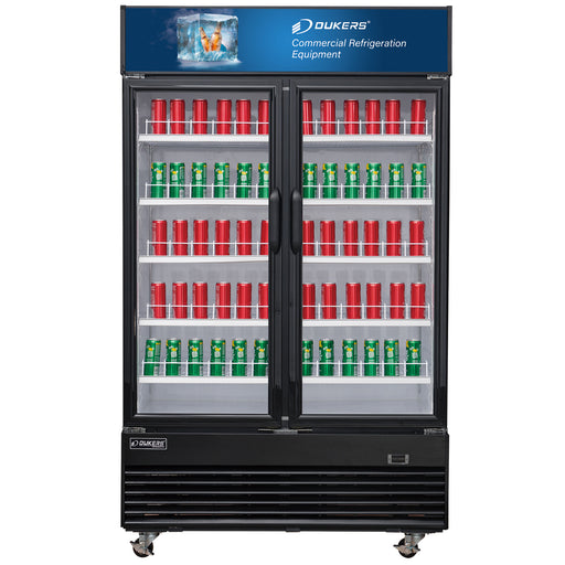 Dukers DSM-41R Commercial Glass Swing 2-Door Merchandiser Refrigerator, 47.25" Wide - Top Restaurant Supplies