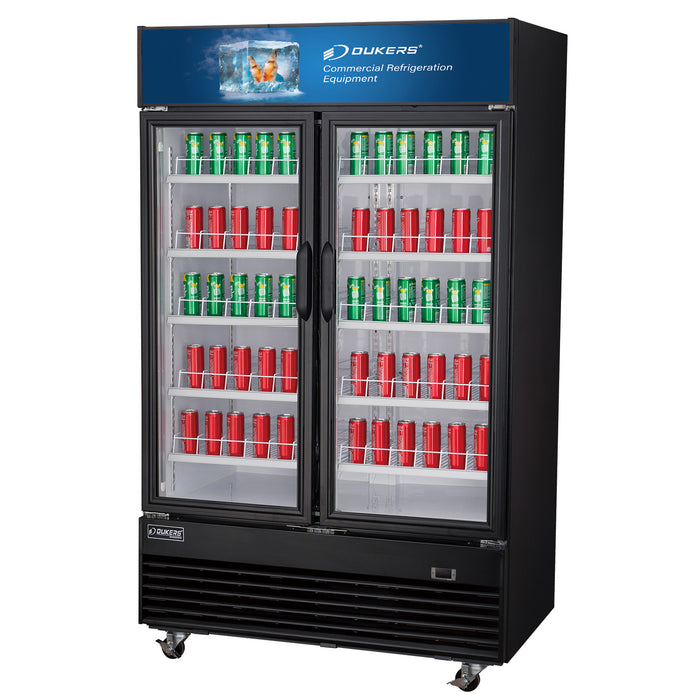 Dukers DSM-41R Commercial Glass Swing 2-Door Merchandiser Refrigerator, 47.25" Wide - Top Restaurant Supplies
